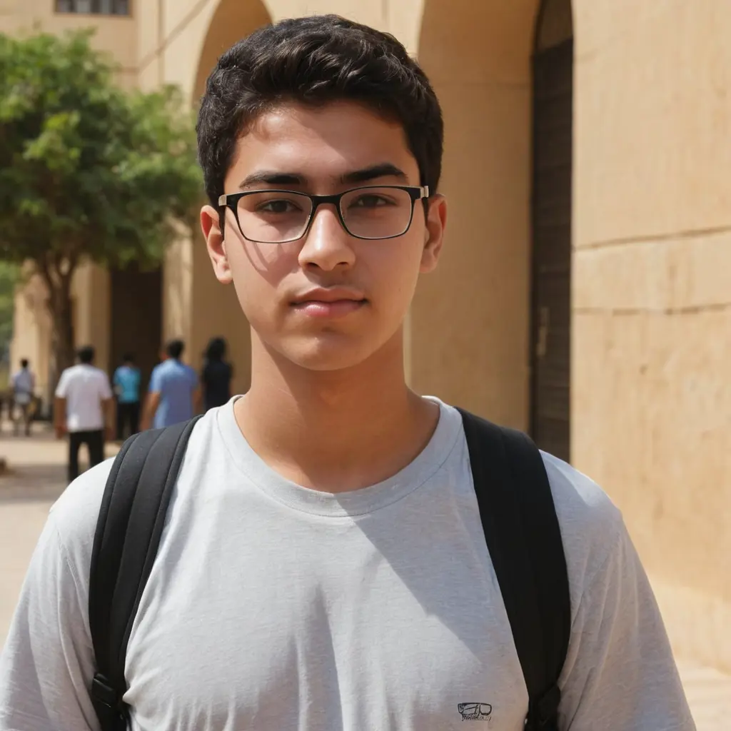شاب عمره 18 سنه ذاهب الي جامعه حلوان ولابس نظاره وسمين وطويل