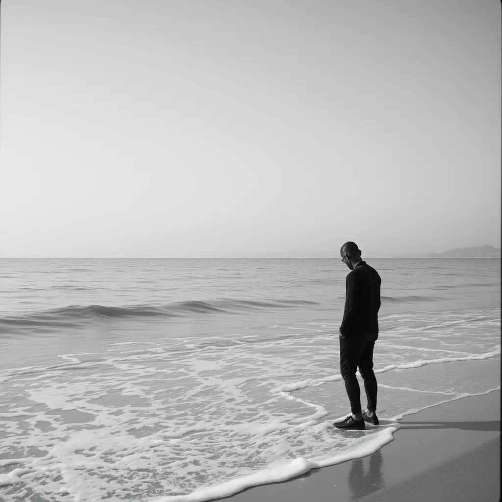 صور حزينه لشخص ابيض واسود عل البحر