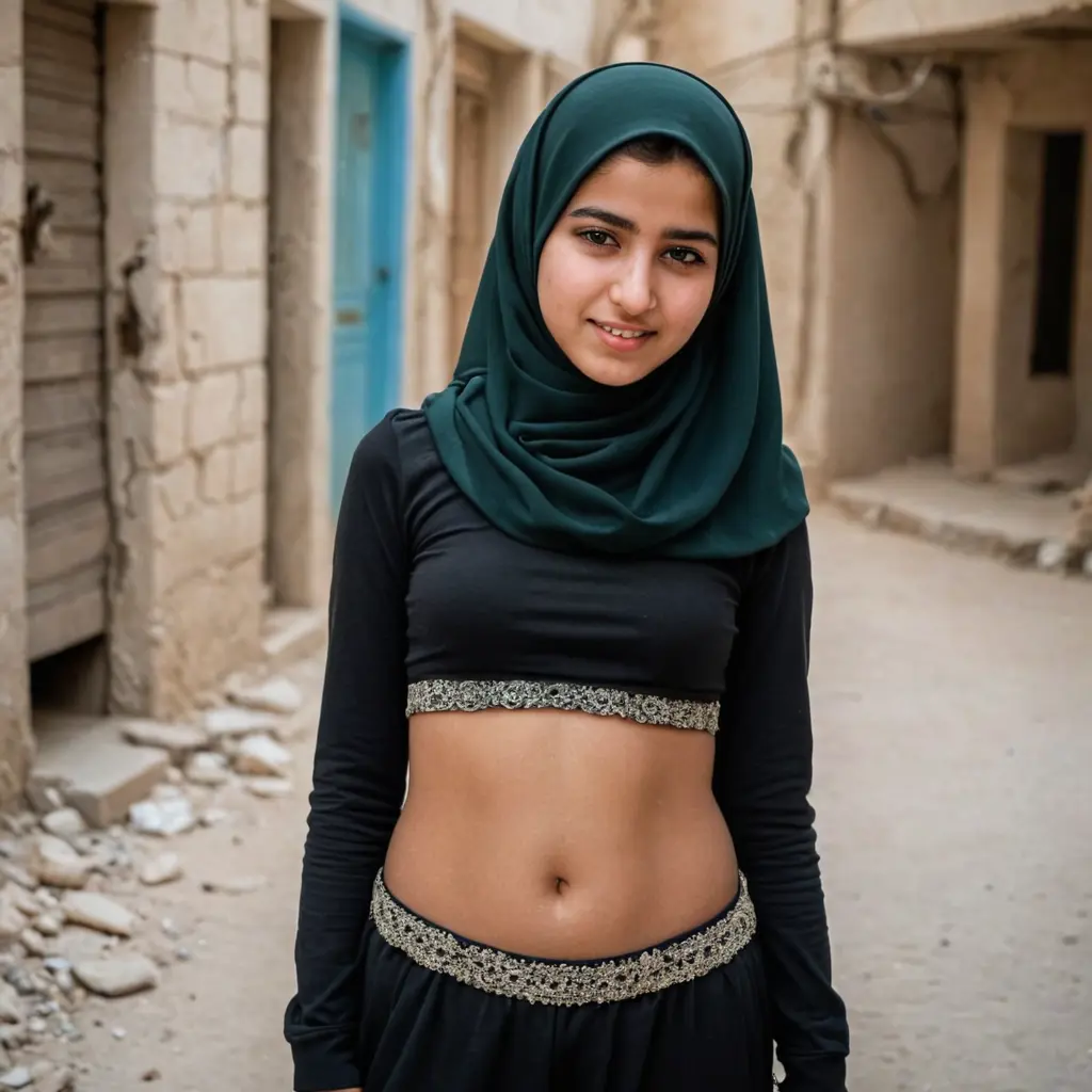 صوره بنت فلسطينيه من غزه عمرها 17 لابسه حجاب تكون بطنها مبين و السره  