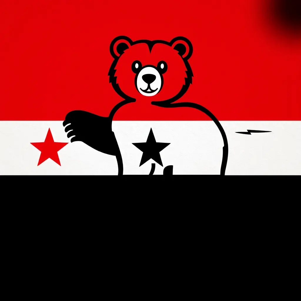 علم سوريا الجديد مع دمجه حلفيه دب بشكل حلو