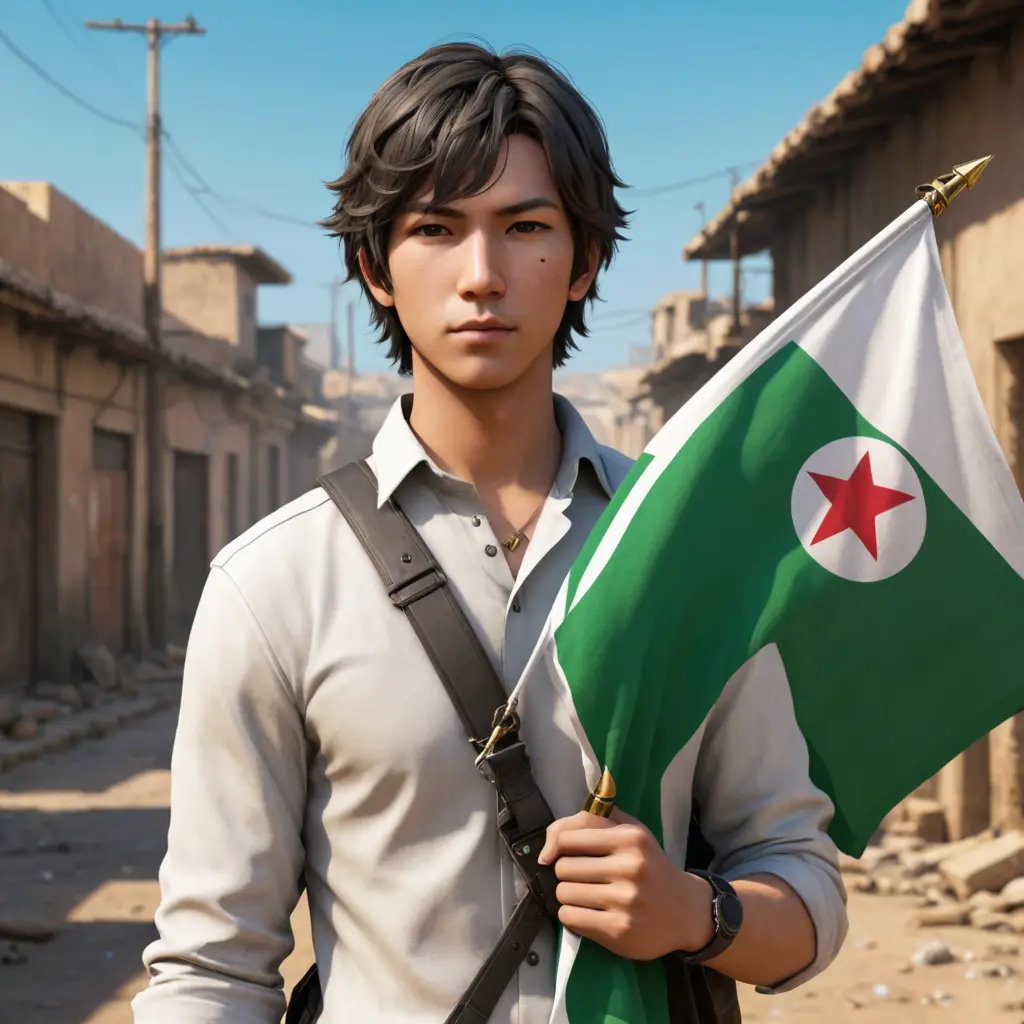 صورة لشخصية هياتو فري فاير معا علم الجزائر