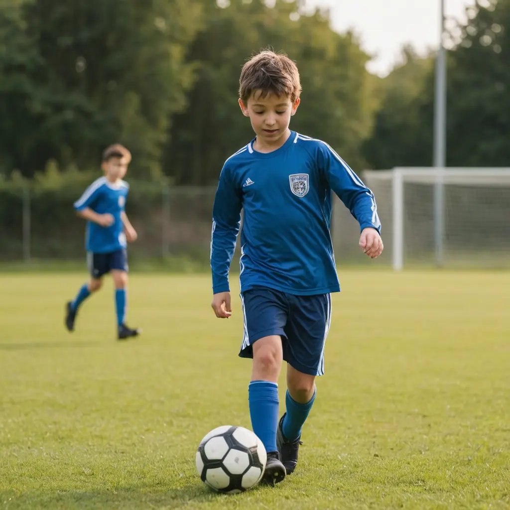 صورة طفل يلعب كرة القدم