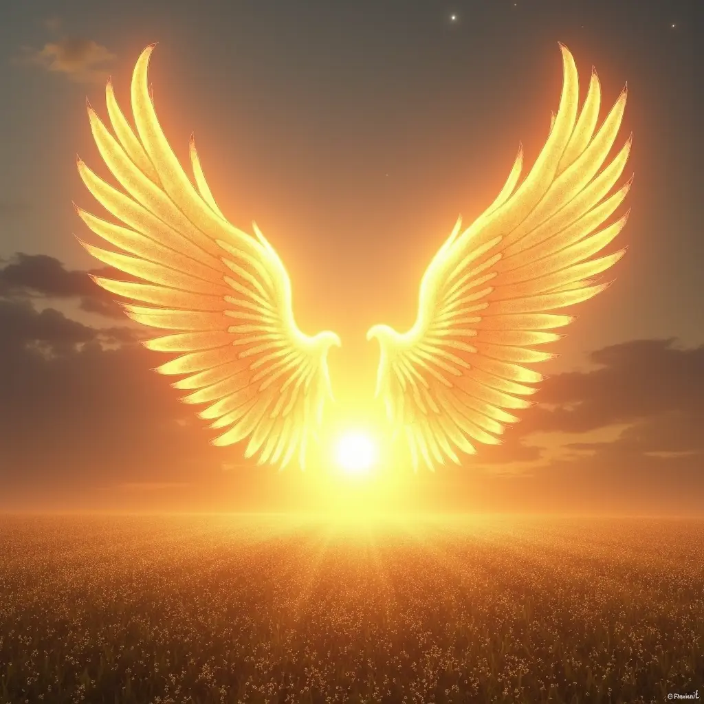 بالطبع، إليك الوصف الدقيق والمفصل لصورة "أجنحة الفجر الذهبية":
---
تشرق الشمس في الأفق البعيد، لكن ضوءها هنا لا يتسلل كأشعة عادية، بل يتجسد على هيئة أجنحة هائلة من نور ذهبي، تمتد من نقطة الشروق نحو السماء المفتوحة. كل جناح يتكون من آلاف الخيوط الضوئية المتلألئة، وكأنها ريشات شفافة مصنوعة من الذهب السائل، تتداخل أطرافها مع ألوان الفجر الوردي والبرتقالي.
في الأسفل، يمتد سهل واسع مغطى بندى الصباح، يلمع كأنه حقل من الماسات الصغيرة، وتعكس قطراته أشعة الأجنحة، فتتوهج الأرض بألوان دافئة. نسيم الفجر يحرك خيوط الضباب الرقيقة، فتنساب بين الأجنحة وكأنها سحب صغيرة تسبح وسط بحر من الضوء.
عند قاعدة الأجنحة، يمكن رؤية هالة دائرية متوهجة، تشبه البوابة السماوية، ينبعث منها النور الذي يصنع المشهد بأكمله. الأفق من حولها يغمره إحساس بالقداسة والصفاء، بينما الطيور المهاجرة تحلق في خطوط متناغمة، تمر أحيانًا أمام الأجنحة فتبدو كظلال صغيرة في عالم من النور الخالص.
المشهد كله يشع إحساسًا بالنهضة والبدايات الجديدة، وكأن أجنحة الفجر الذهبية ليست مجرد ظاهرة طبيعية، بل رسالة سماوية تدعو للانطلاق نحو يوم جديد مليء بالأمل.
---
إذا أردت، أقدر أكتب لك نسخة أسطورية من الوصف، حيث تتحول الأجنحة إلى مخلوق نوراني يحرس شروق الشمس منذ الأزل.