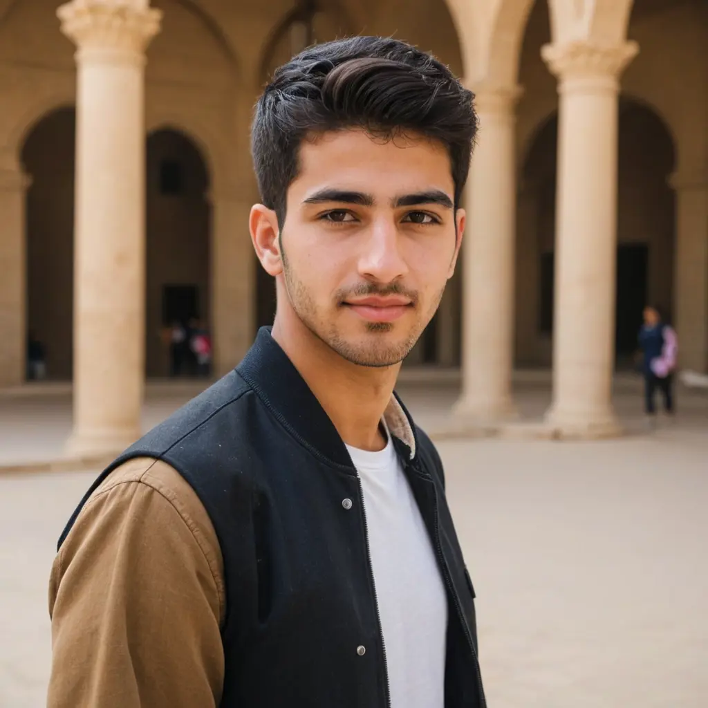 شاب عراقي حلو وهو في الجامعة عمره 24 بملابس محترمة عادية