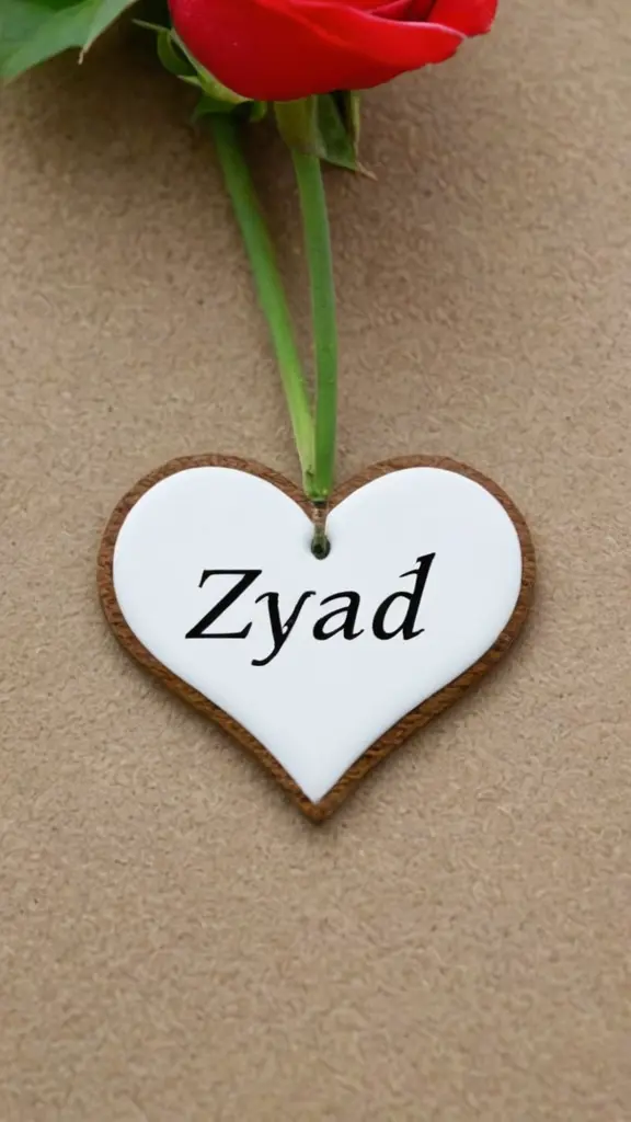 قلب وعليه اسم zyad بالانجليزي