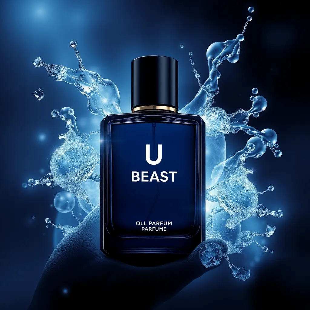 اعلان لمنتج عطر U BEAST ويكون فية تأثيرات تجذب الجمهور لشراء بوستر اعلاني