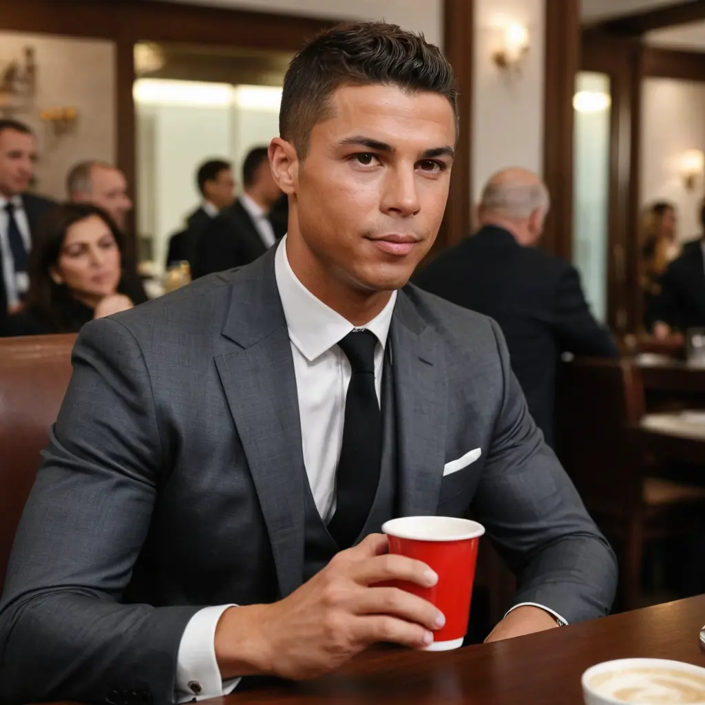 رونالدو يشرب قهوة