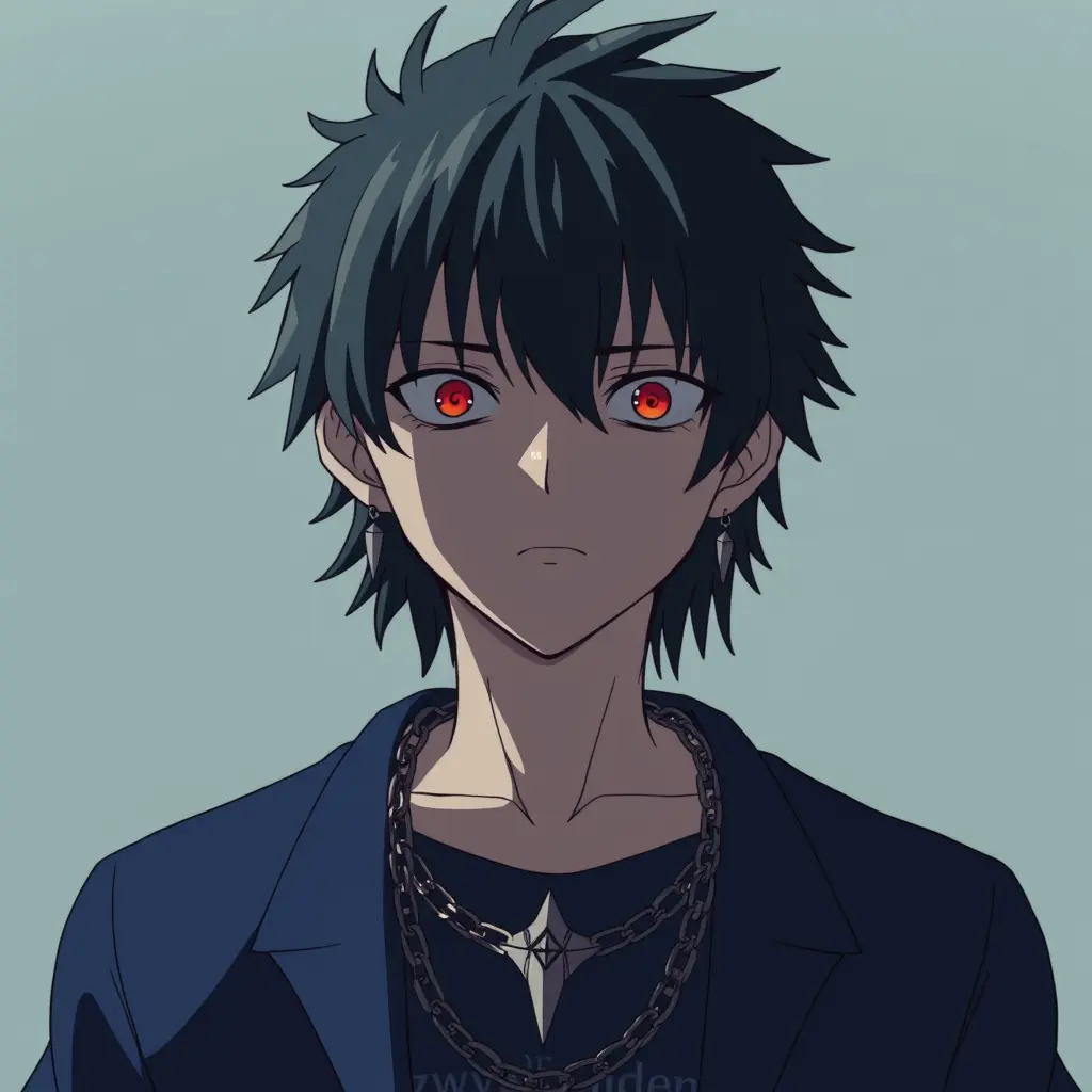 دوما من انمي قاتل الشياطين يرتدي سلسله عنق