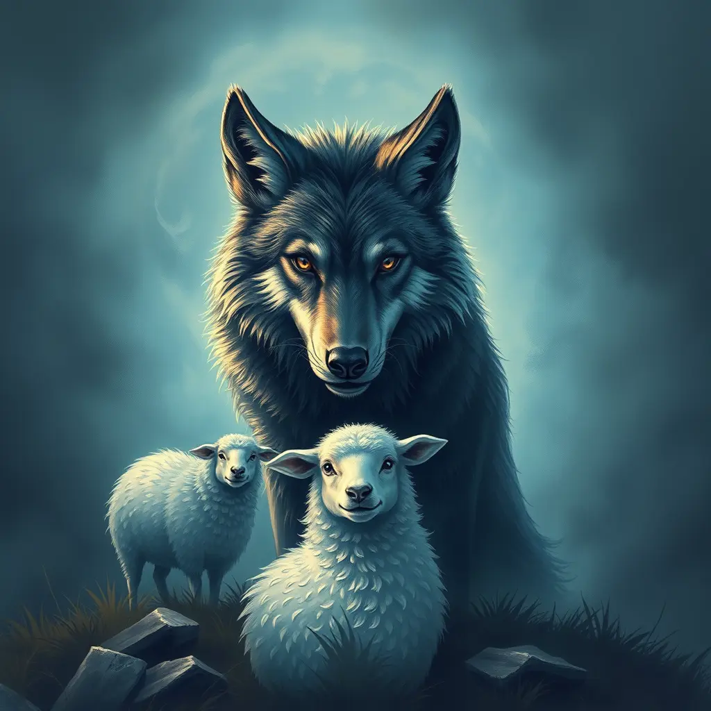 الذئب يريد اكل الخروف