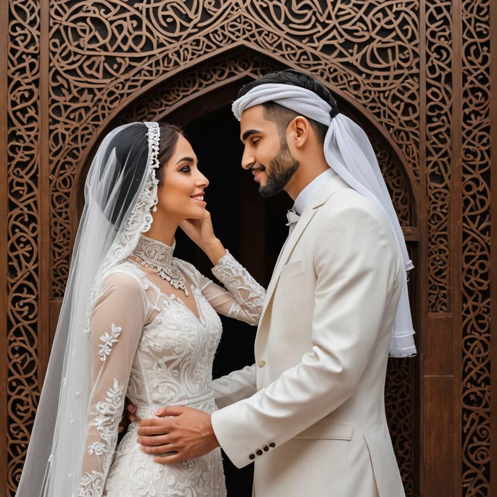 صمم لي صوره عريس وعروسه خياليه مع عبارة حب بلعربي