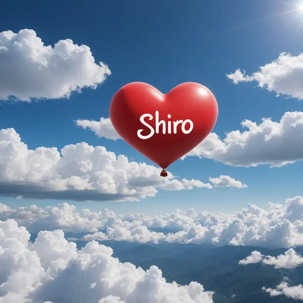 اسم شيرو مع قلب أحمر في السماء