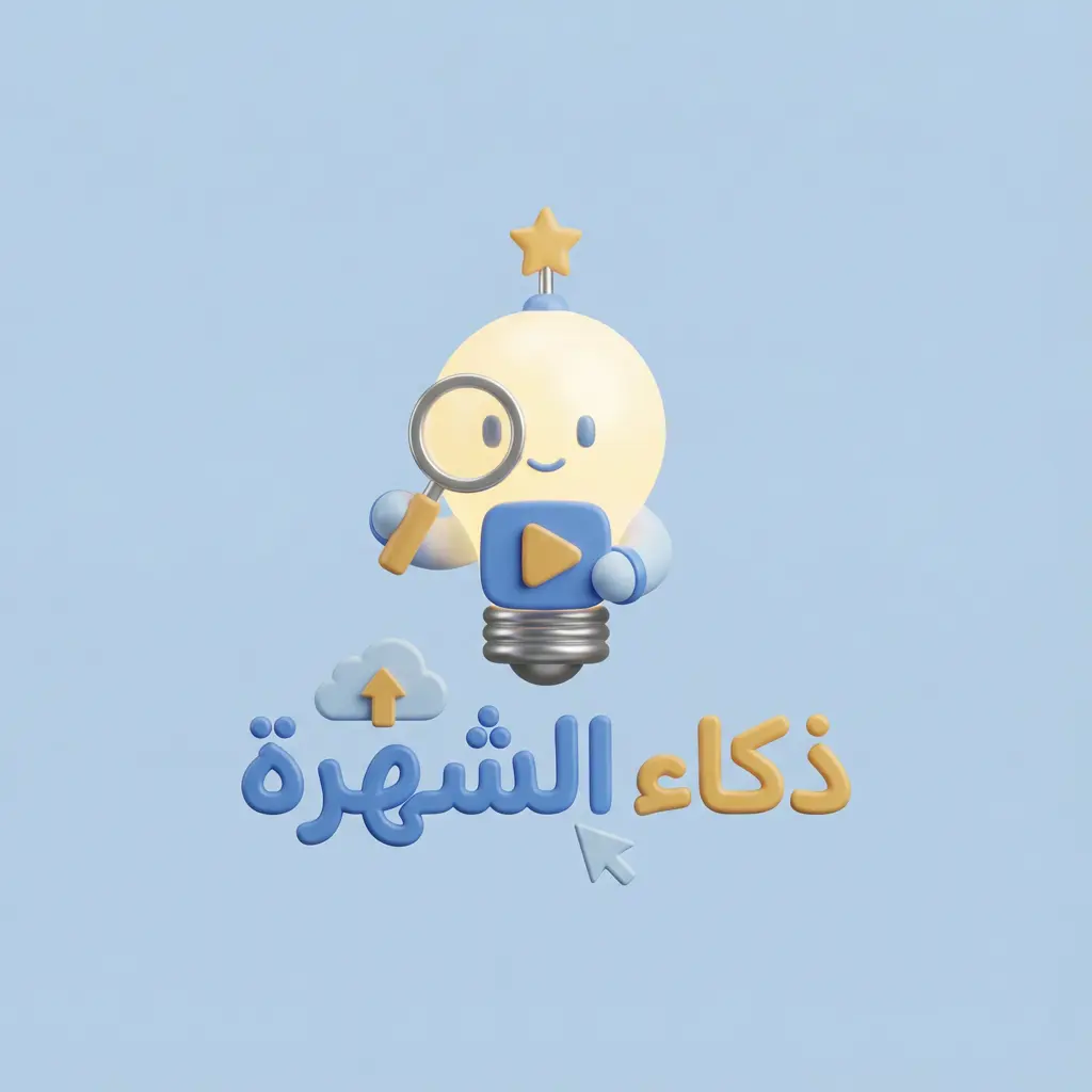 Generate a minimalistic mascot style logo in 3d for a company named 'ذكاء الشهرة' in the internet field. The logo should prominently feature The intelligence of fame .