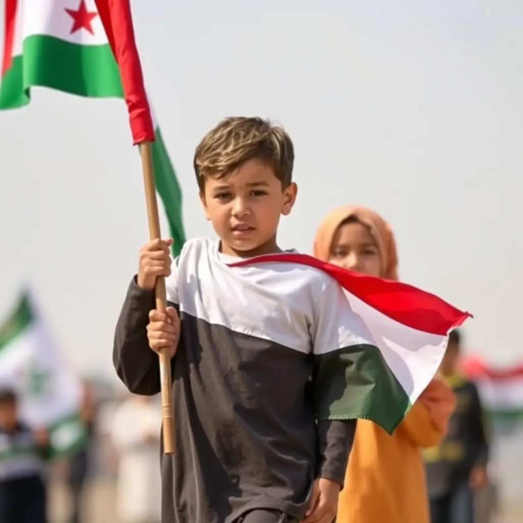 اطفال يحملون علم اليمن 🇾🇪