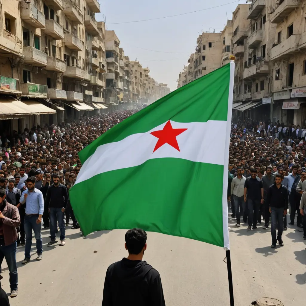 صوره جميله علم سوريا الاخضر عام الثوره 