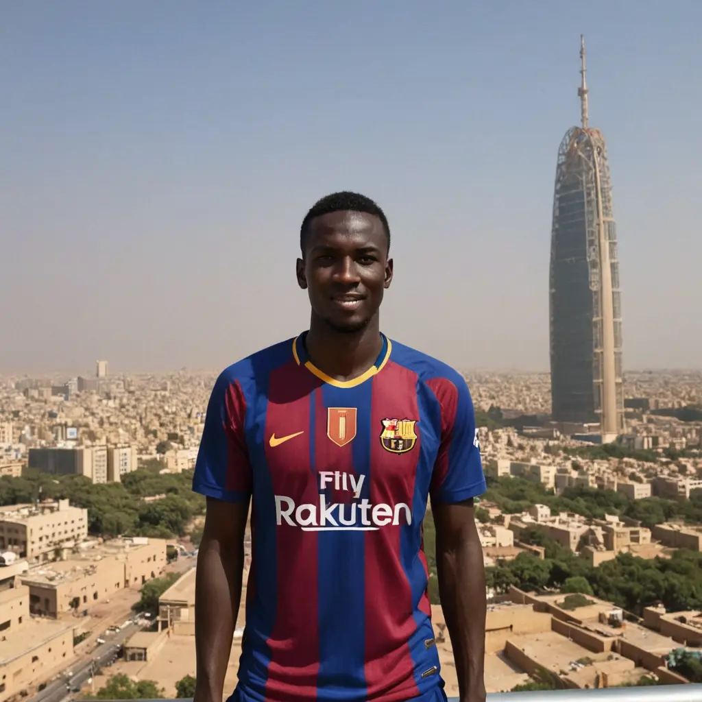 لامين يمال لاعب برشونه في برج الخرطوم
