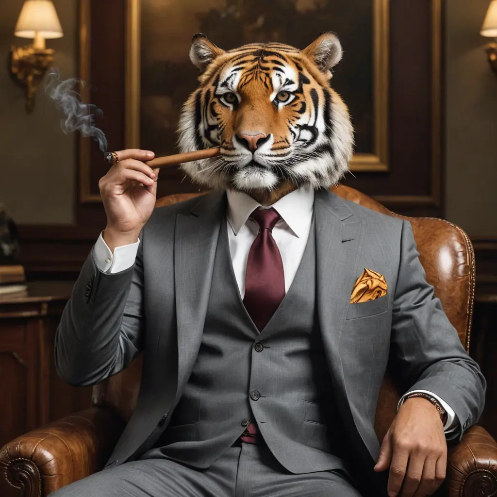 نمر يلبس بدله وفى يده سيجار