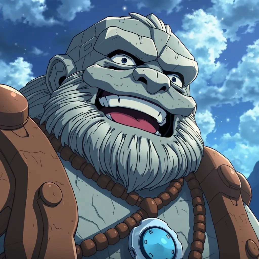 اريد ابتسامة العملاق الحجري في انمي سولو ليفيلينج 