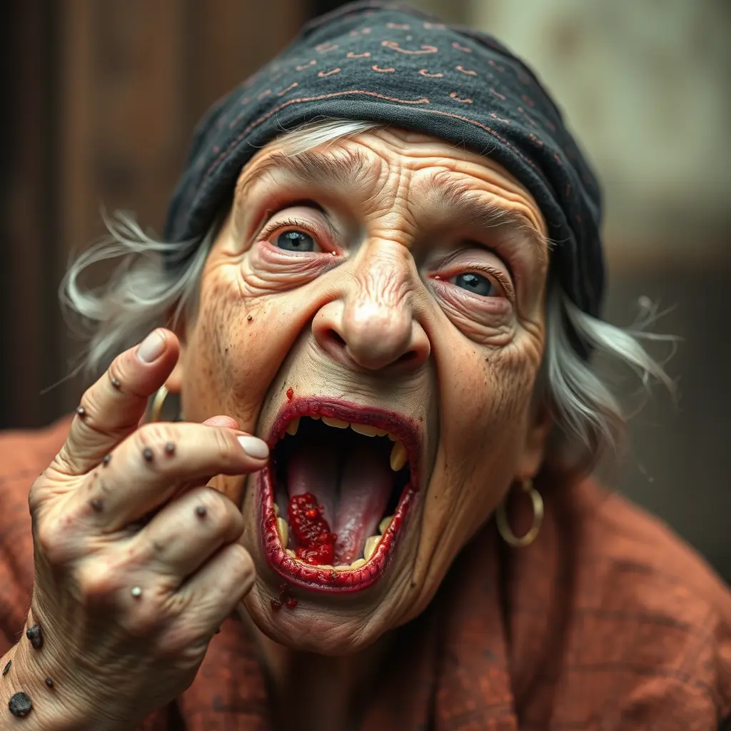 عجوز شمطاء قذرة تنثر السم من فمها