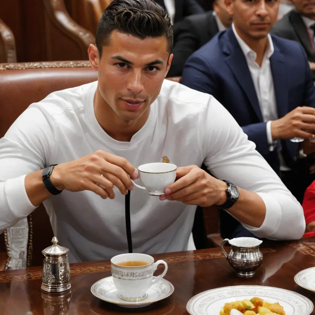 كريستيانو رونالدو يشرب الشاي مع مغاربة