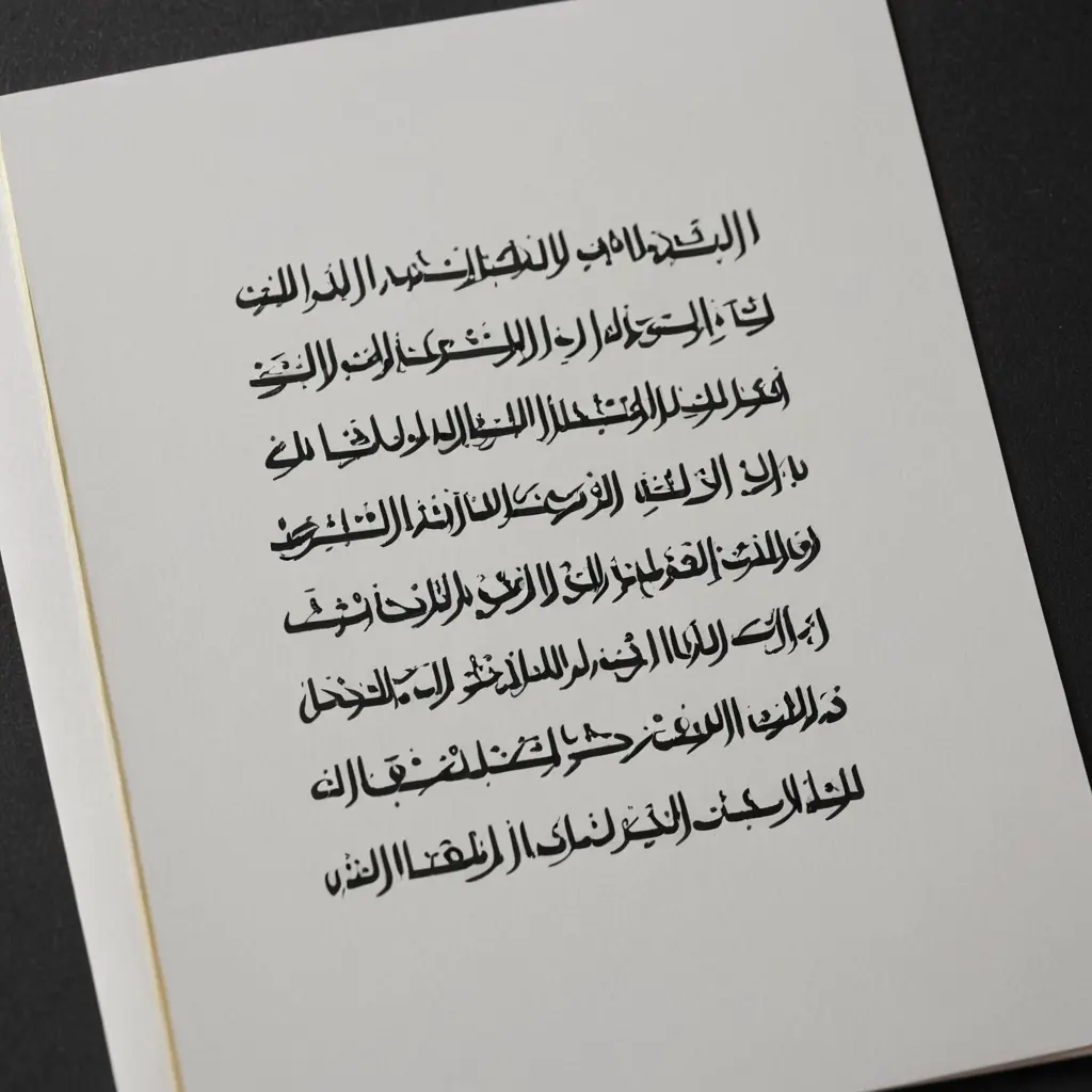 ورقة بيضاء مكتوب عليها بالعربية