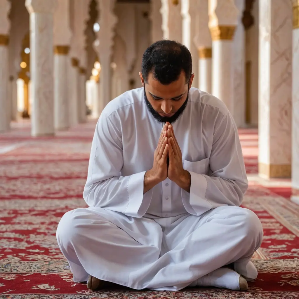 صورة رجل يصلي في المسجد الحرام دون اضهار وجه