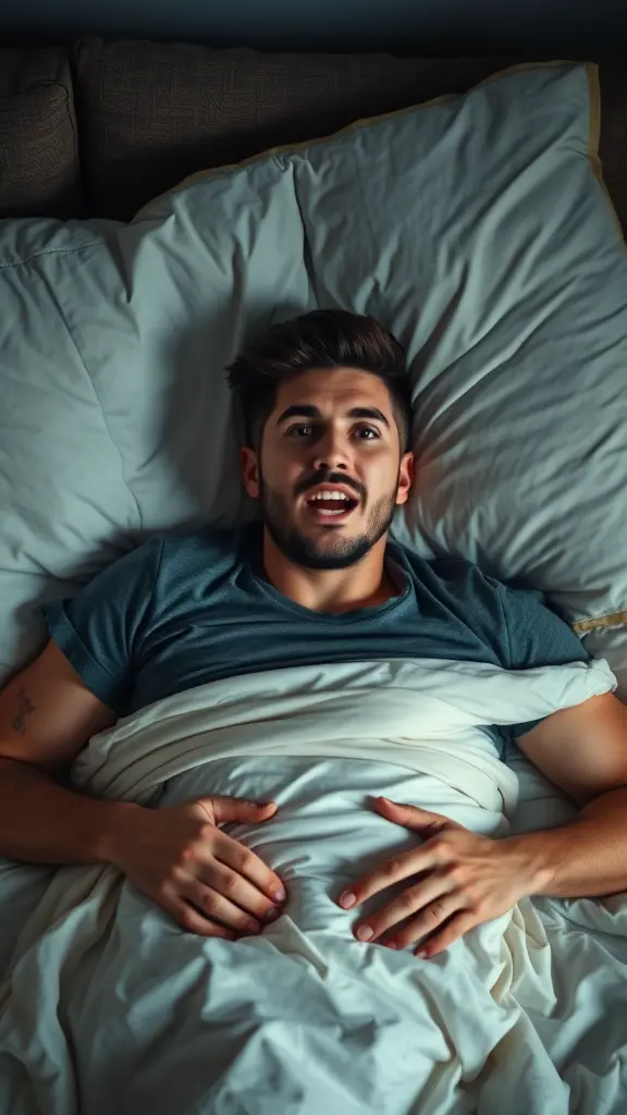 صوره جذابه لرجل على السرير ثم يصحي فجأة 