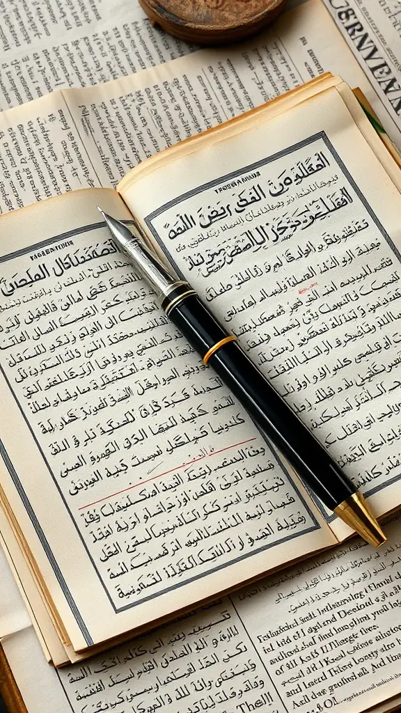 صور لي القلم والكتاب بشكل الصحايف القديمه مكتوب بها ايه قرانيه