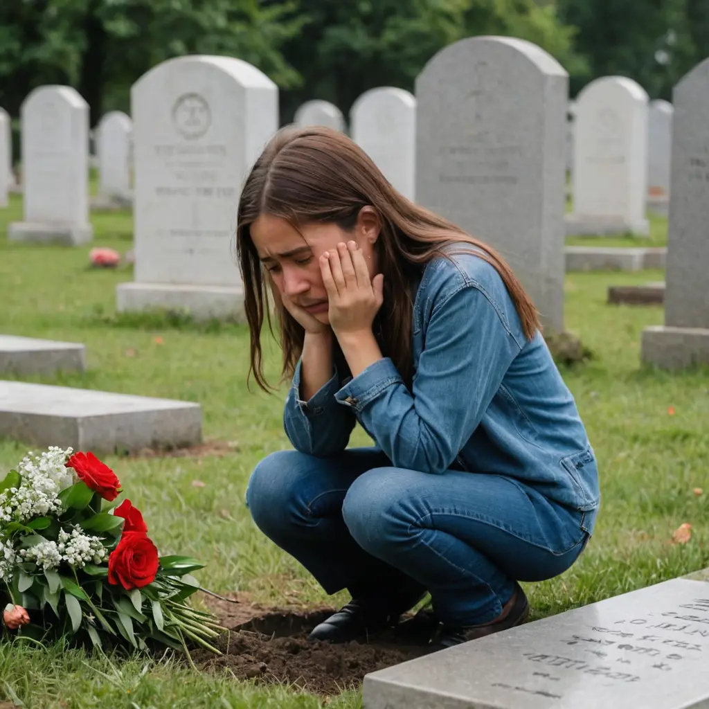 بنت تبكي علي ابوها الميت علي القبر