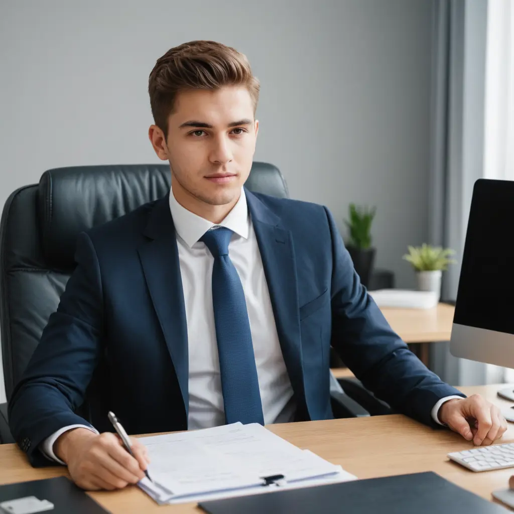 رجل اعمال في مكتبه شاب